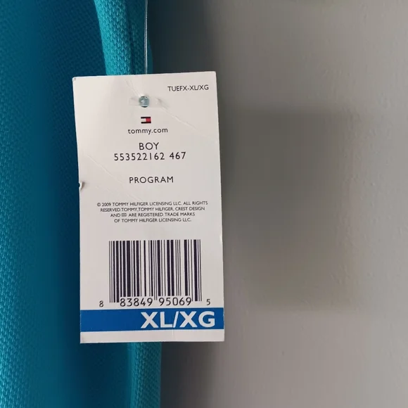 New Tommy Hilfiger Boy's Polo Shirt Short-Sleeve Buttons Blue Extra Large XL 20 - Picture 9 of 10